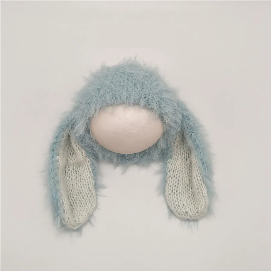 Muito Adorável Bebê Recém-nascido Longo Peludo Coelho Bonnet Fofo Menina Menino Chapéu Fotografia Adereços Infantil Foto Recém-nascidos 7 Mamãe e Bebê
