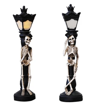 

1 Pair of Halloween Simulation Street Lamp Decoration Supplies Skull Lamp Glow Haunted House Shopping Mall Bar Props