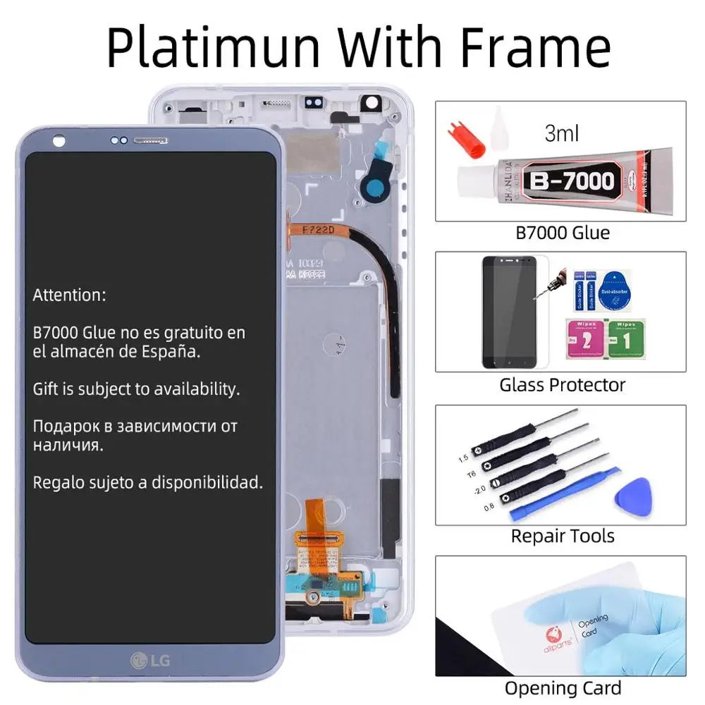 Platinum with Frame Дисплей для LG G6 LCD H870 H870DS H872 LS993 VS998 US997 в сборе с тачскрином на рамке черный золотой белый платиновый - Цвет: Platinum with Frame