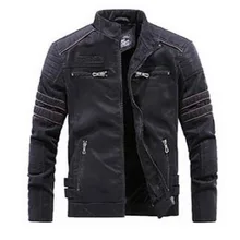 Мужская кожаная куртка в стиле ретро, Зимние флисовые кожаные пальто в стиле хип-хоп, мотоциклетные винтажные Куртки из искусственной кожи, chaqueta cuero hombre