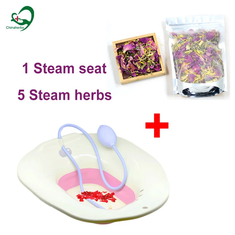 

1 Yoni Steam Seat + 5 Natural Herbs V Steam Cleaner Anti inflammation Sitz Bath Basin Vaginal Douche Tool Foldable w/ Irrigator