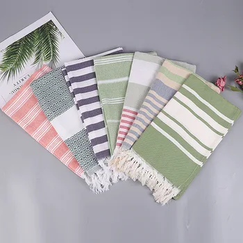 

Lychee Stripe Tassel Bath Towel Super Absorbent Cotton Bath Gown Adult Soft Towel Accessories