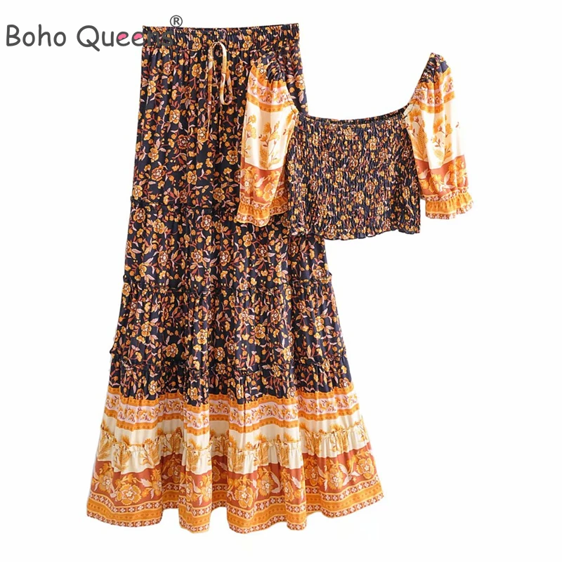 Boho Queens Для женщин комплект из двух предметов одежды с открытыми плечами топ