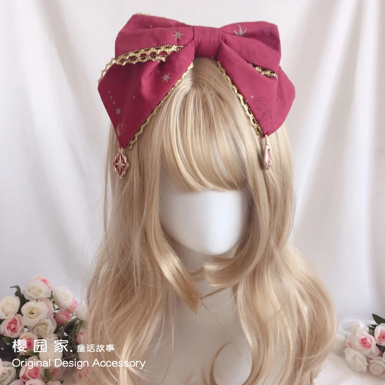 Японская Лолита Мягкая сестра Kawaii большой бант подвеска, обруч фея косплей головной убор заколка для волос KC повязка для волос аксессуары для волос