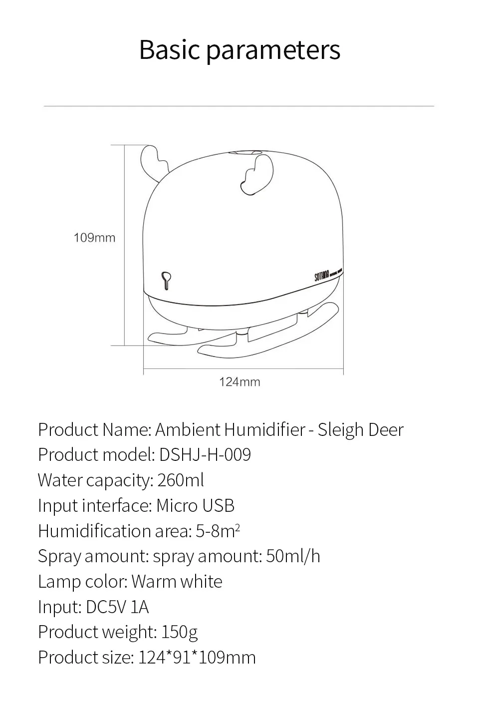 Xiaomi SOTHING tmosphere humidifier- deer Silent humidifying nano-water mist atmosphere lighting large capacity flume