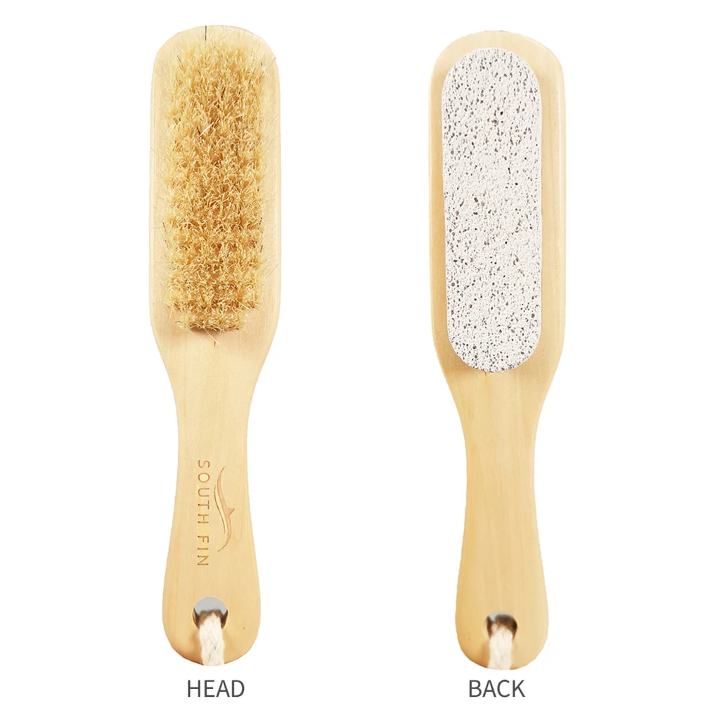 Portable Dual Side Natural Foot File Rasp Scrubber Exfoliator Dead Skin Calluses Corns Remover Cleaning Pedicure Care Brush