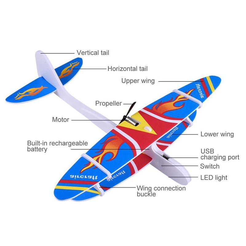 

Foam Airplane Chargeable And LED Light Glider Toy, Kids Outdoor Sport Toys, Birthday Party Foam AircraftGift