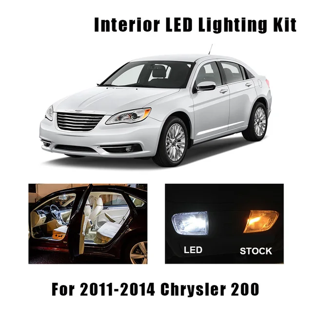 9 Bulbs White Canbus Interior LED Car Light Kit Fit For Chrysler 200 2011 2012 2013 2014 Map Dome Cargo License Lamp No Error 1