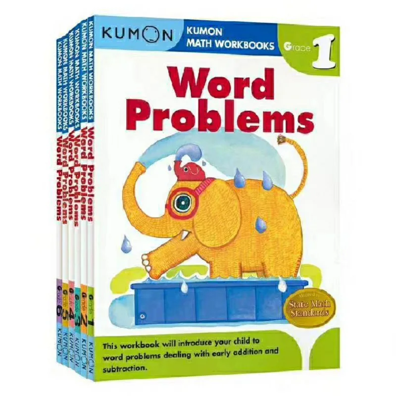 6 Books/Set Kumon Math Workbooks Word Problems English Math Problems Teaching Books afbeelding