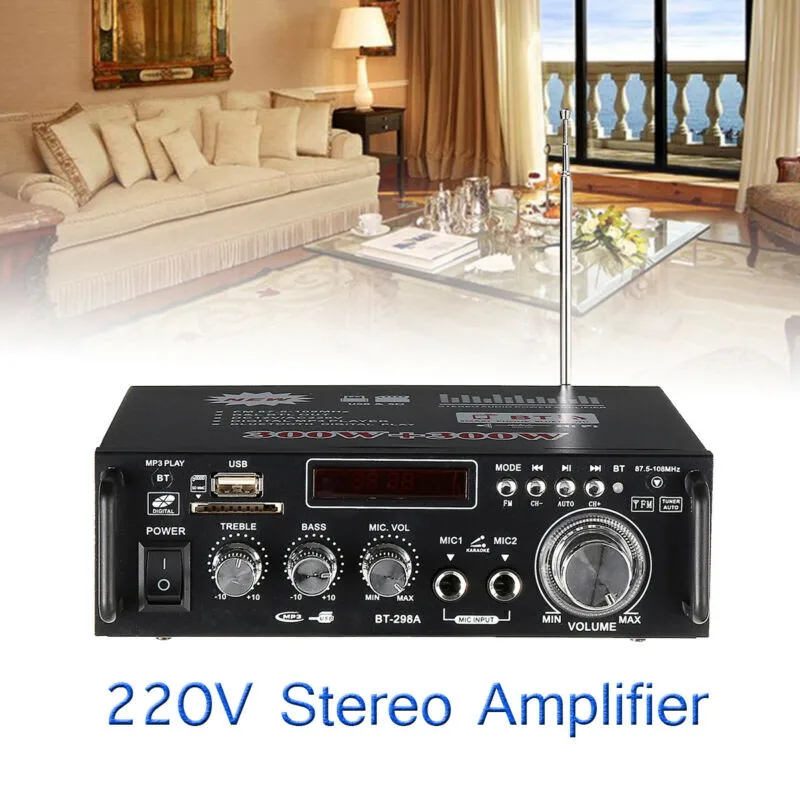 600 Вт Bluetooth стерео аудио 20 KH-20 кГц автомобильный домашний HiFi музыкальный SD USB FM AMP 12 В/220 В Автомобильный плеер модный звук