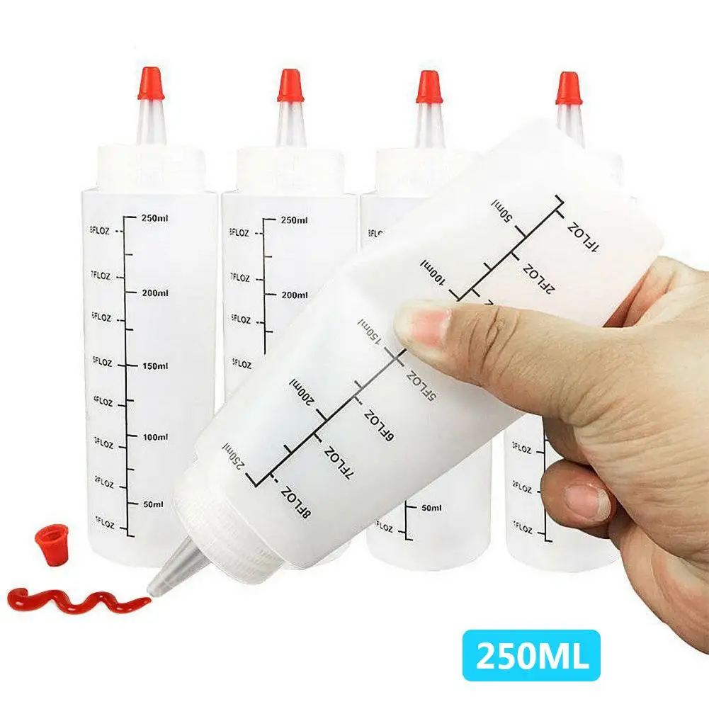 5Pcs/set 250ml mini tomato kitchen Sauce jar Dispenser Bottle for Restaurants Plastic Pointed Mouth Squeezing Bottles sale | Дом и сад