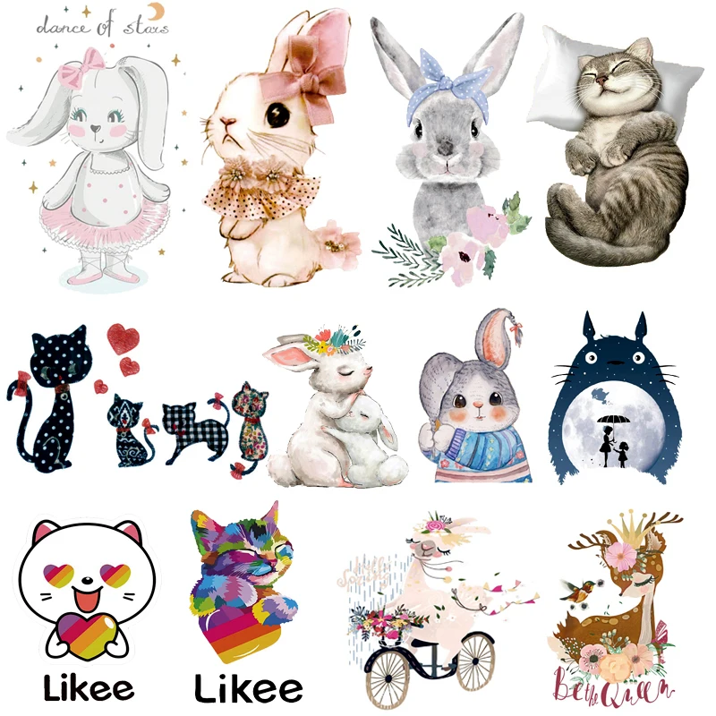 

Ballet Rabbit Iron On Transfer Patch Thermo stickers Stripes For clothes Patches Heat Transfer Vinyl Applique On Clothing