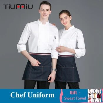

Chef Waiter Uniform High Quality 85%Cotton Cook Jacket Unisex Food Service Restaurant Kitchen Long Sleeve Shirt Hotel Workwear