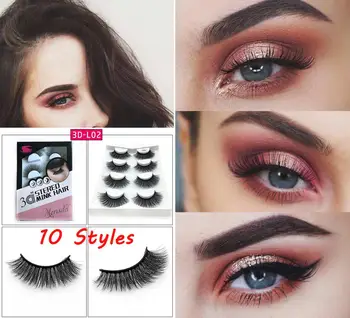 

4 Pairs /Set 3D Soft Mink Hair Handmade False Eyelashes Fuffy Long Eyelashes Natural Eye Makeup Tools Eye Imitation Eyelash
