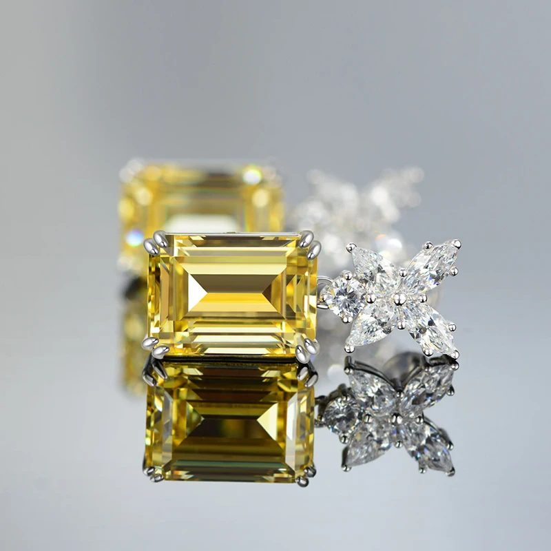 OEVAS Vintage 100% 925 Sterling Silver Emerald Cut Created Moissanite Gemstone Drop Dangle Earrings Fine Jewelry Wholesale