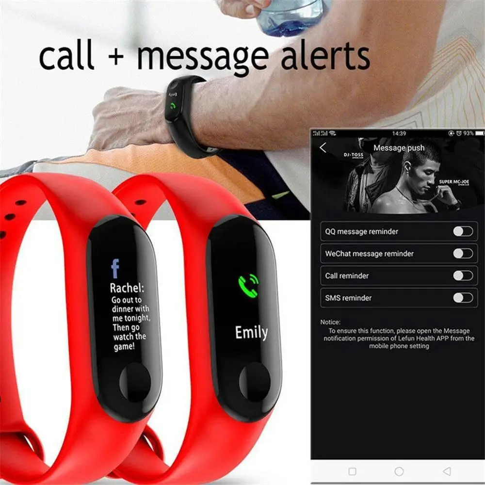 Смарт-часы M3 Plus для отслеживания физической активности, умный Браслет Smartband, монитор артериального давления, умный браслет для мужчин
