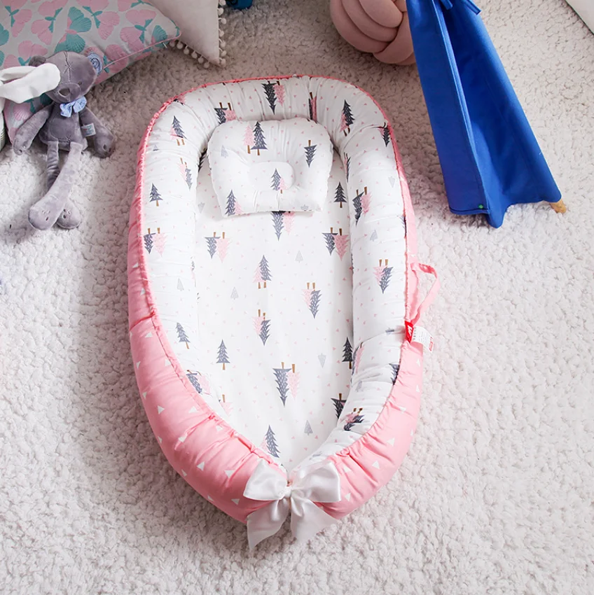Переносная детская кровать-гнездо с подушкой для новорожденных, дорожная кровать для уличной кровати, детская кроватка, гнездо
