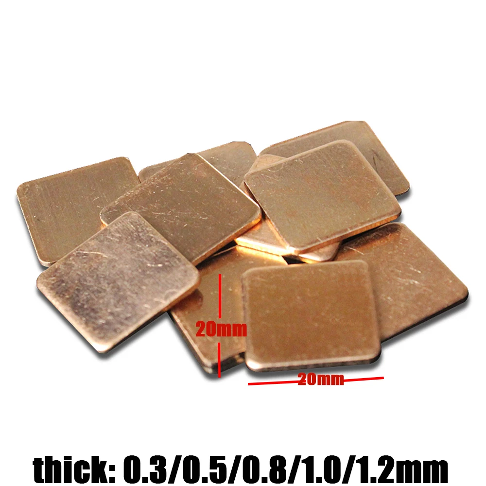 

20mm*20mm Thermal Pad Heatsink Heat Copper Sink Sheet thick 0.3mm 0.5mm 0.8mm 1.0mm for For Laptop GPU CPU VGA Chip RAM Cooling