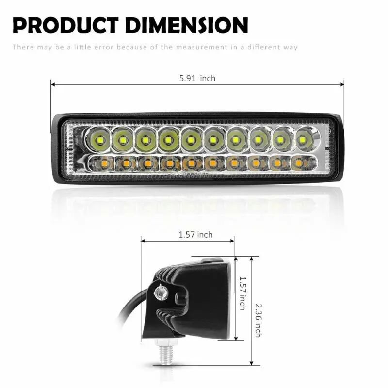 6 дюймов тонкий светодиодный рабочий светильник фонарики световая балка прожектор для подсветки заливающего осветительный противотуманный внедорожные белый 6000K