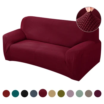 

Knitted Thicken Sofa Cover Universal Couch Covers Non-slip Full Wrap Sofa Seat Covering Solid Color Elastic Slipcover