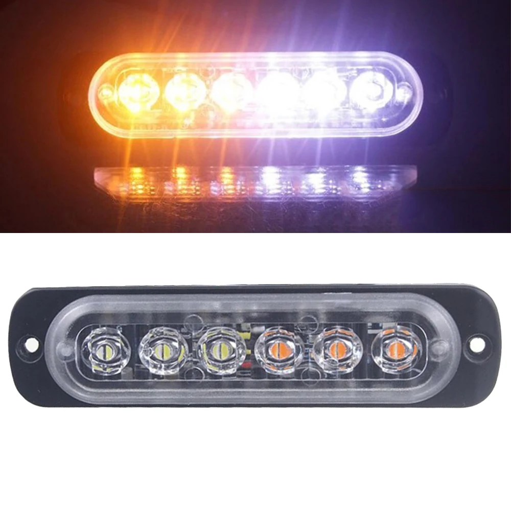 

6LED 12V 24V Car Flash Warning Light Bar Waterproof Emergency Warning Strobe Lamp Multifold Flashing Modes for Car Truck