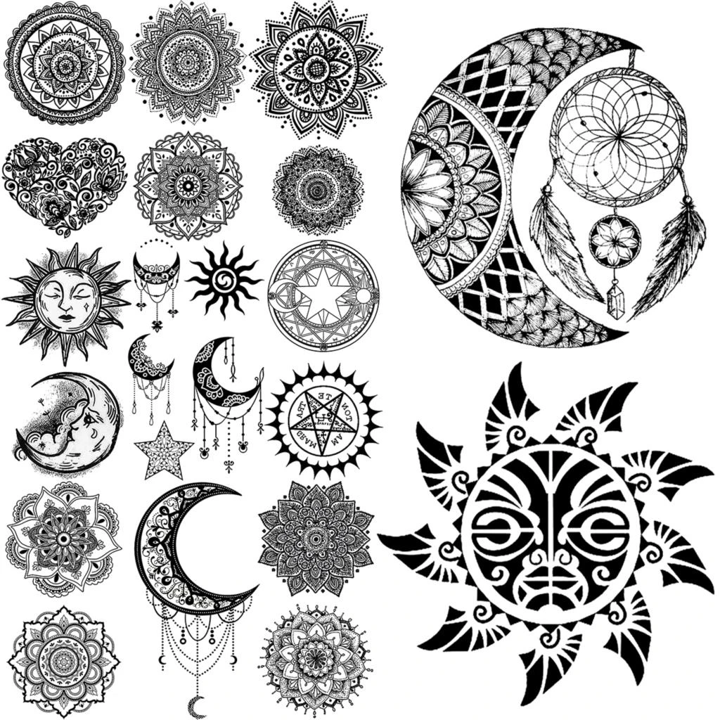 Moon Dream Catcher Sun Temporary Tattoos For Adults Women Realistic Mandala  Love Fake Pendant Tattoo Sticker Body Boobs Tatoos|Temporary Tattoos| -  AliExpress
