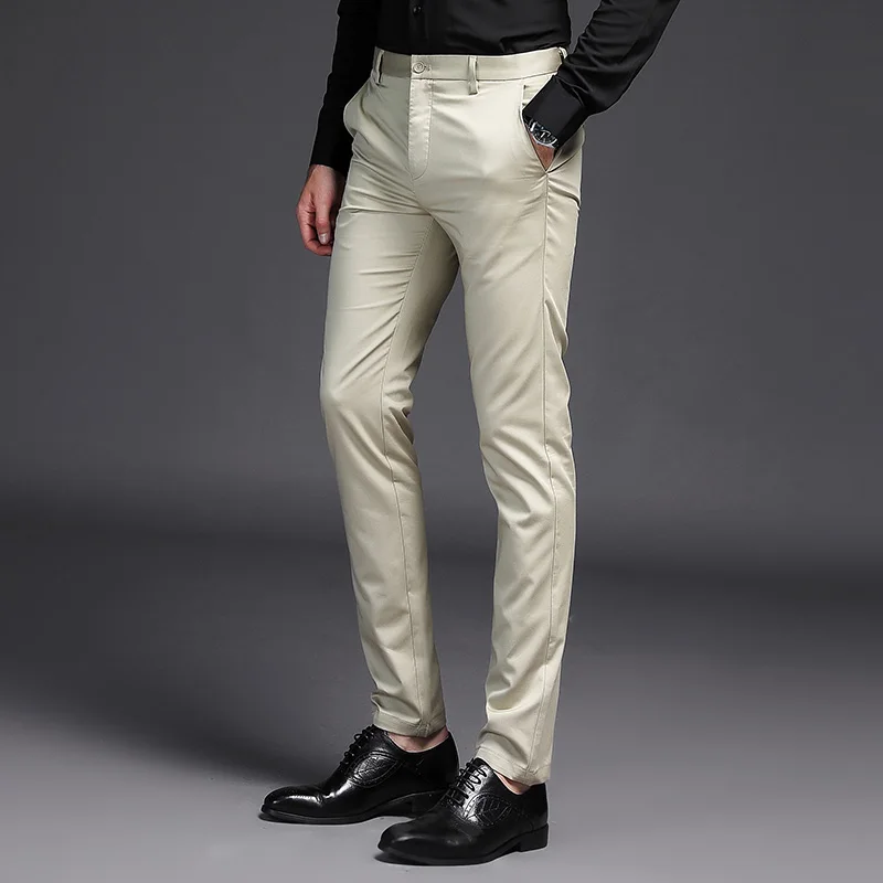 

2019 Men's Spring Autumn Fashion Business Casual Long Pants Suit Pants Male Elastic Straight Formal Trousers Plus Big Size 28-38