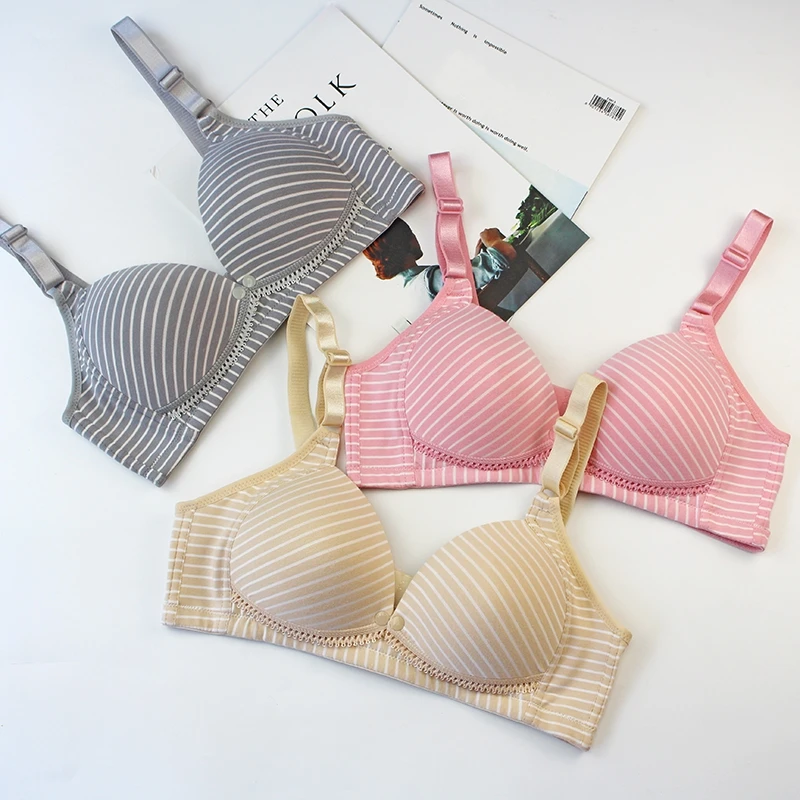 Balight Cotton Women Stripes Flower Lace Maternity Nursing Bra Wire Free Seamless Front Closure Breastfeeding Underwear Clothing