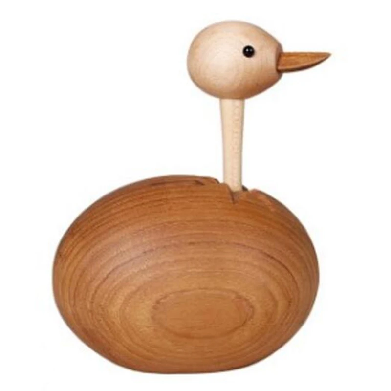 

Nordic Handicraft Log Handmade Ostrich Puppet Solid Wood Ornaments Creative Wood Home Decorations