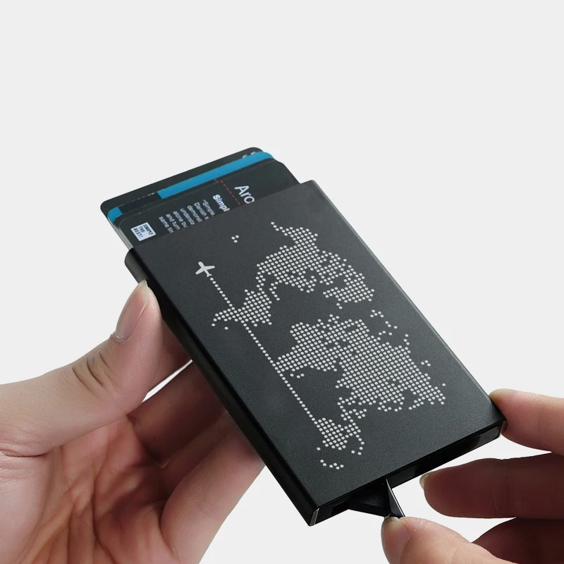 RFID Anti-theft luxury ID Card Holder Unisex Automatically Solid Metal Bank Credit Card Holder Wallet Women Men Aluminum Case