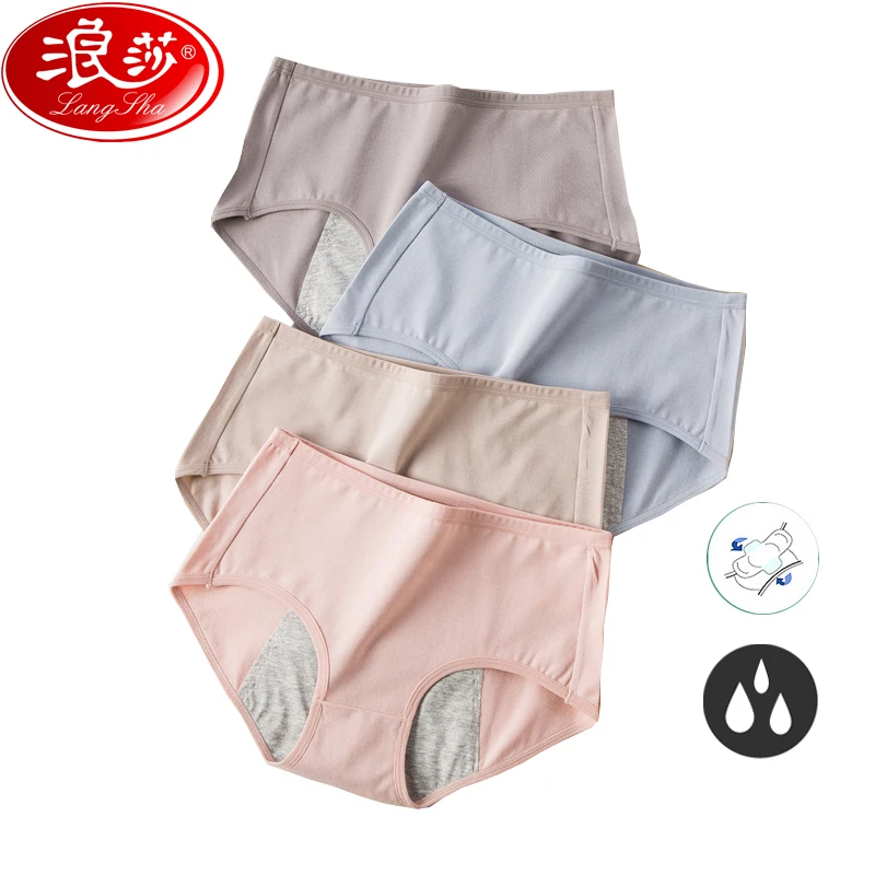 LANGSHA 3Pcs Leak Proof Menstrual Panties Women Widen Period Physiological Pants Ladies Underwear Cotton Girls Waterproof Briefs|women