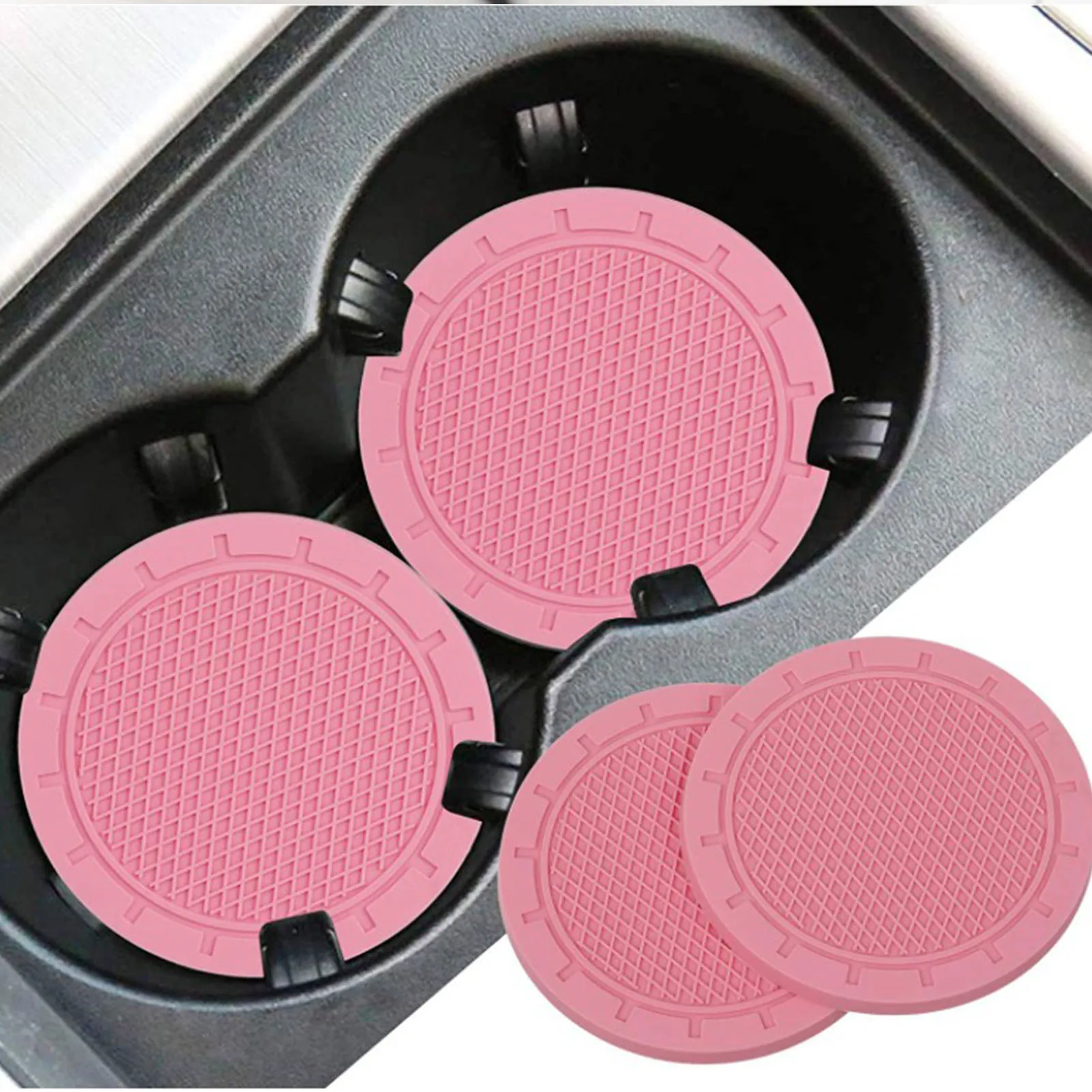 4Pcs Car Coaster Waterproof Non Slip Pad Mat Interior Decoration Vehicle Cup Mat Accessories For Most Car Cup Holders