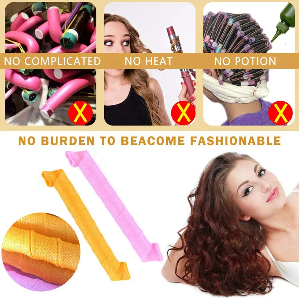 24 Egg Rolls Large Curls Do Not Hurt Hair Curling Iron Artifact Magic Volume Diy Spiral Big Wave Curling Tube Roll Plastic 55cm