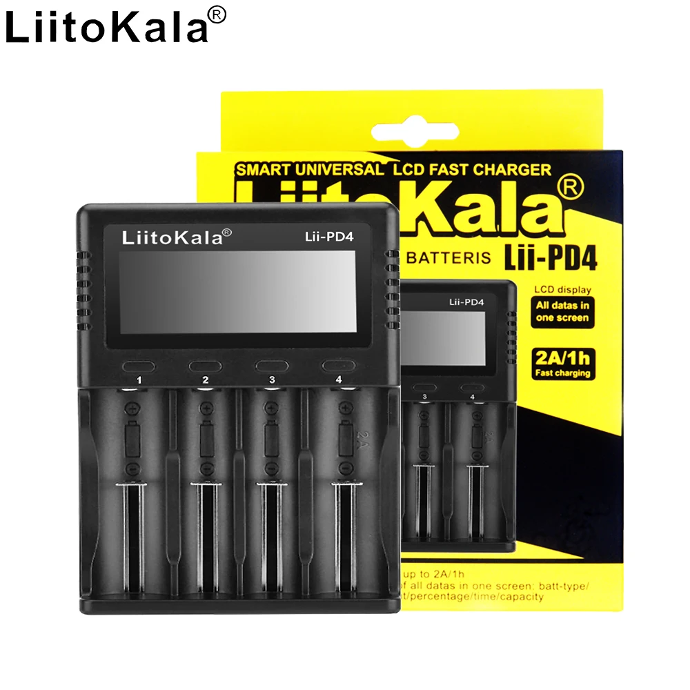 

Liitokala lii-PD4 18650 26650 1.2V AA AAA NiMH Charger 3.7V Lithium Battery 26650 Four Slot Smart Universal Universal Charger
