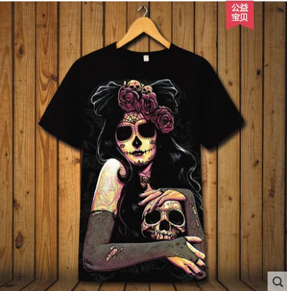 Футболки с коротким рукавом с принтом Tidal Skeleton beauty и мужская футболка Летняя одежда молодежная большая футболка - Цвет: 2