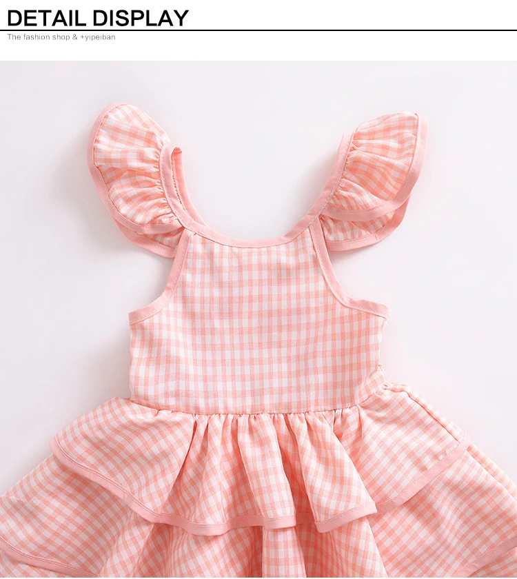 EACHIN Girls Dresses Baby Kids Girl Fashion Pink Plain Print Short Sleeve Off Shoulder Ball Gown Dress Cake Dress Party Dress