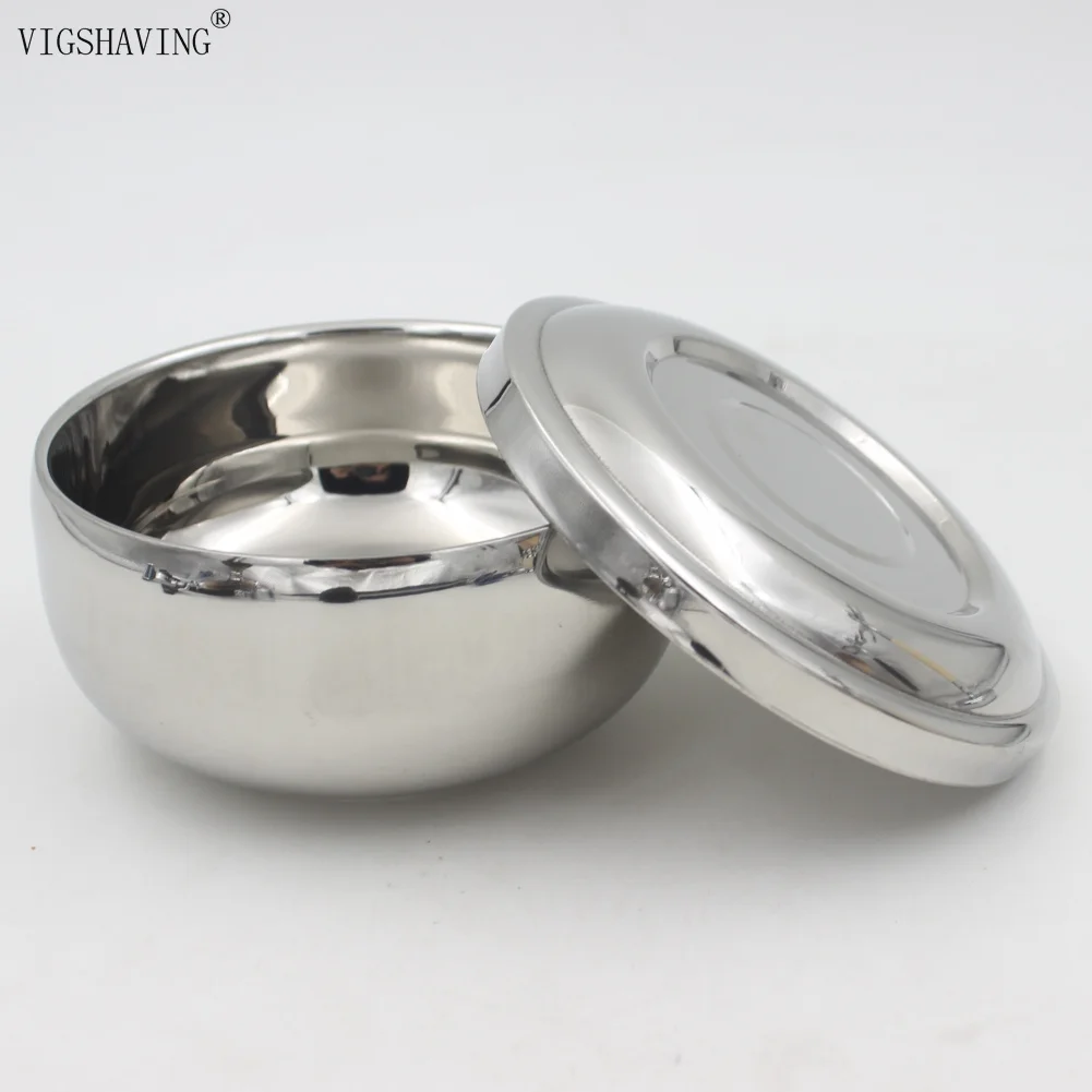 VIGSHAVIN Нержавеющая сталь чаша для мыла для бритья с двойная бритва кисть подставка для классический чаша для бритья