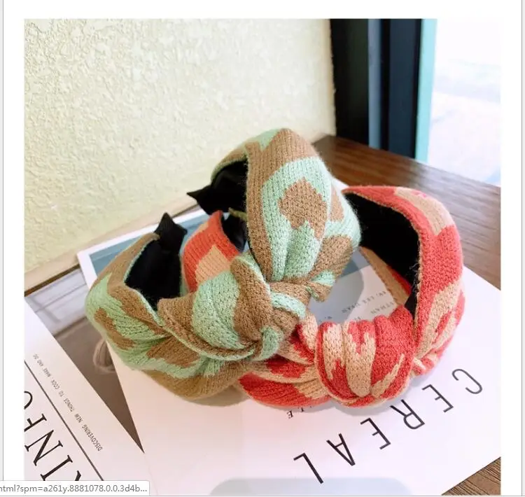Autumn and winter new cashmere wool hairbands wide side warm middle knotted headbands