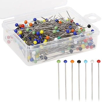 

750Pcs with Box Wedding Accessories Tool Hand Sewing Fixed Round Color Plastic Pearl Head Sewing Needle Tailor Needle