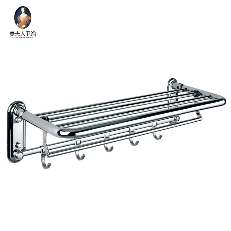 

Stainless Steel with Rod Towel Rack with Hook Hanging Rod Towel Rack Bathroom Towel Rack