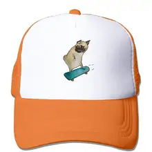 Сетчатые бейсболки скейтборд Мопс Собака Дальнобойщик шляпы сетки взрослых Регулируемый солнцезащитный козырек шляпа