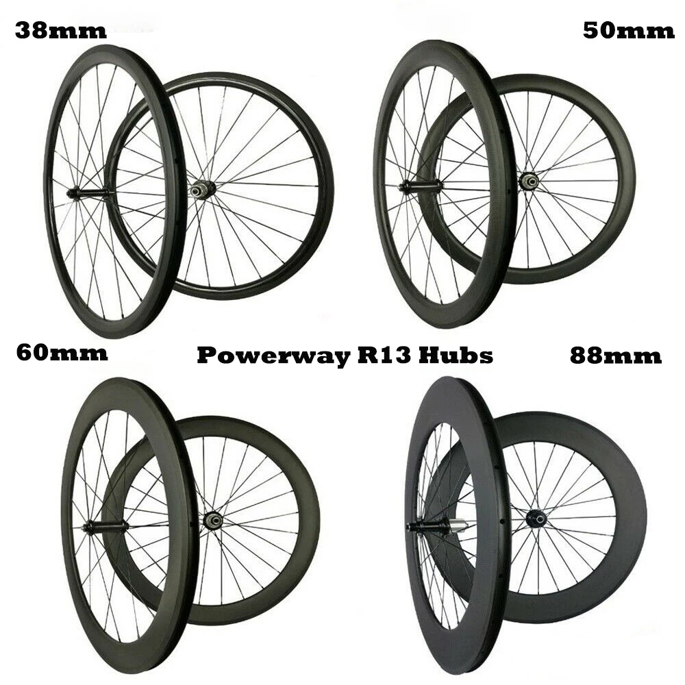 

OZUZ Road Bike Carbon Wheels 24/38mm Clincher 700C 23mm Width Powerway R13 Hub V Brake Touring Bicycle Wheelset Free Shipping