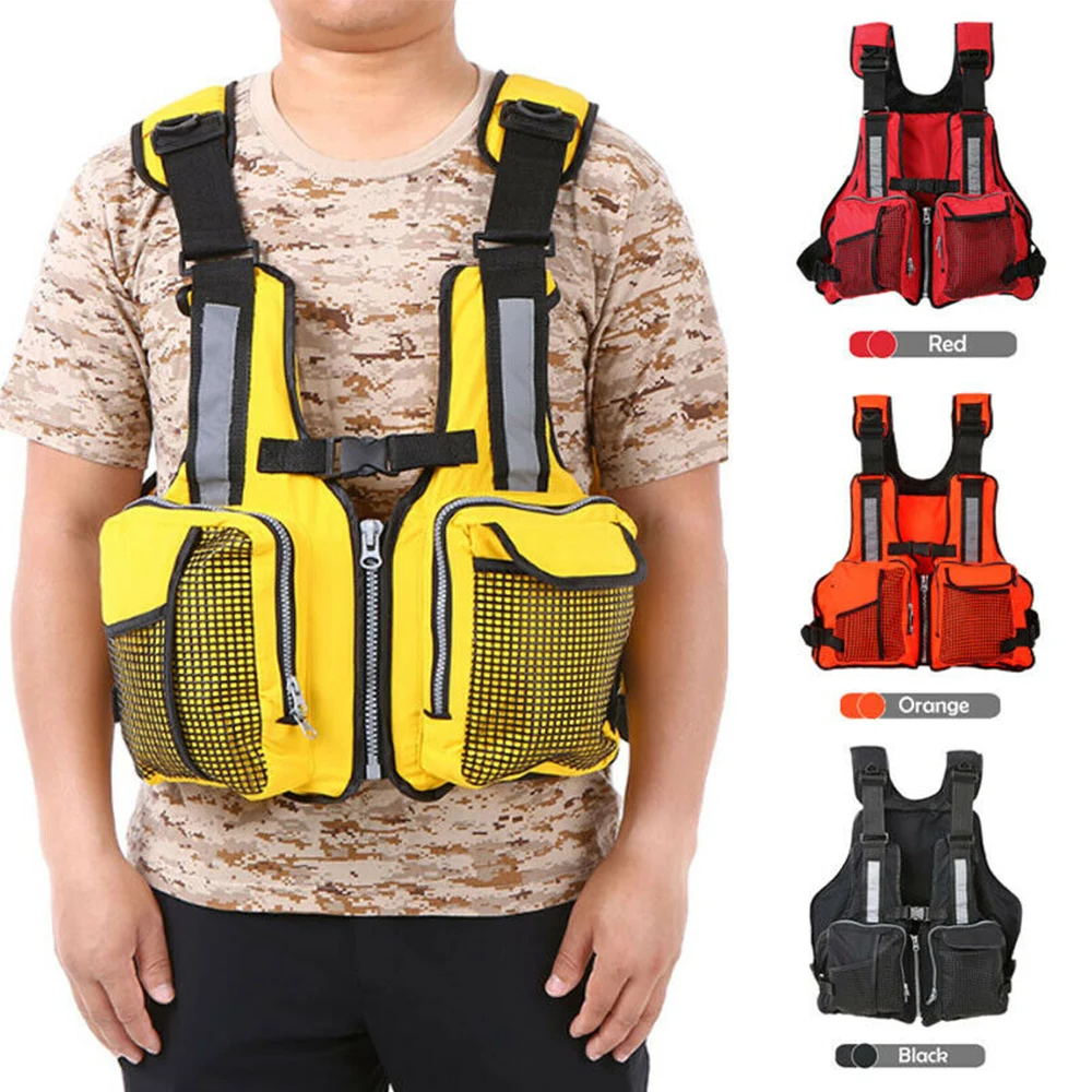 

Adult Life Jacket Solid Adjustable Waterproof Buoyancy Aid Nylon Fishing Vests Sailing Fishing Kayak Life Vest Unisex X167G