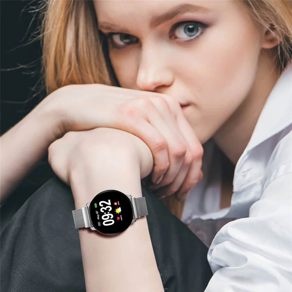 Bluetooth Smart Watch Full screen touch Heart Rate Monitor Fitness Waterproof Sport Tracker Smart Bracelet Fine Steel band