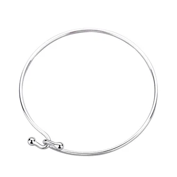 

Hemiston 925 Sterling Silver Bracelet Simple and Elegant Temperament PlatinumPlated Round Bareness Bracelet Bracelet