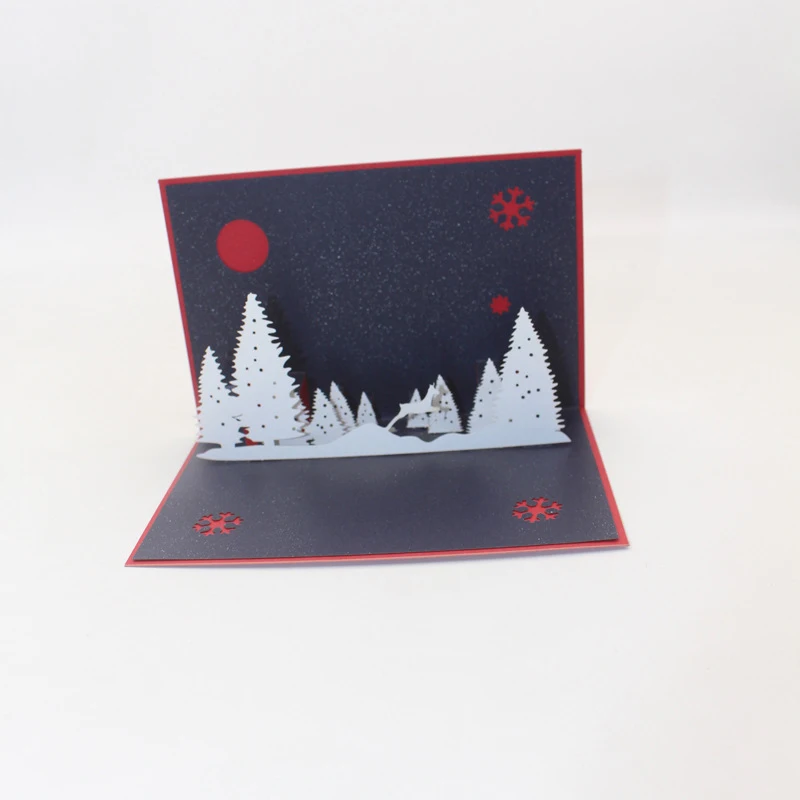  3D Handmade Night In The Forest Christmas Eve Paper Invitation Greeting Cards PostCard Merry Christ - 4.00031E+12