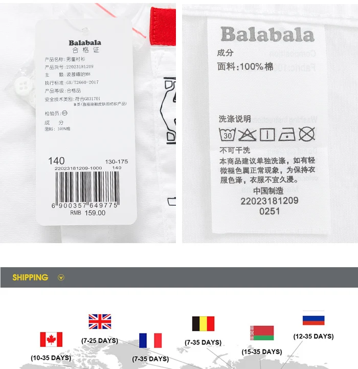 Balabala Kiddie/милая блузка с вышивкой для девочек г. Летние хлопковые рубашки с длинными рукавами повседневные топы принцессы