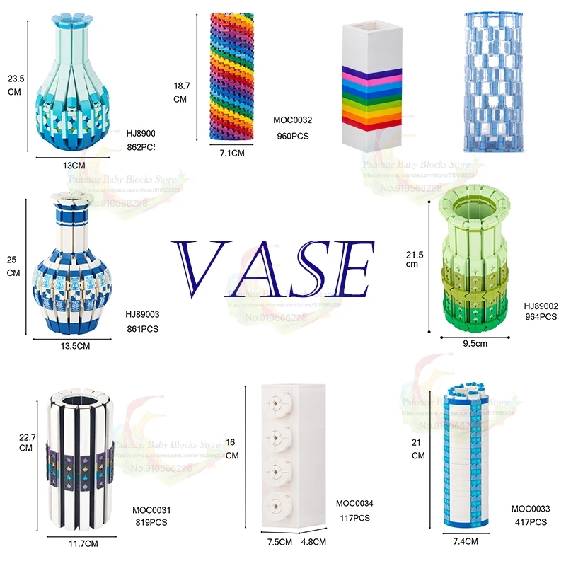 WM блок MOC минималистская ваза аксессуары для эстетических цветов украшение