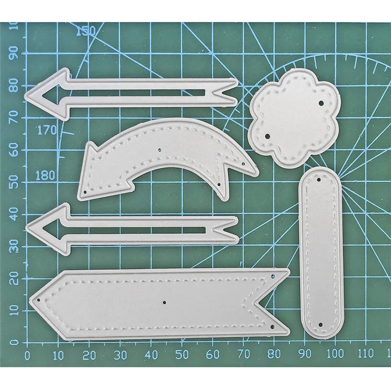Naifumodo прошитые стрелы баннер цветок металлические режущие штампы для DIY скрапбукинга ремесло карты тиснение высечки шаблон