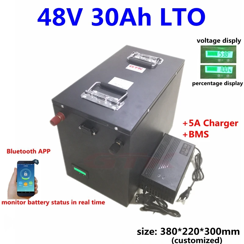 Водонепроницаемый Литий-титанатный аккумулятор LTO 48 в 30 Ач bms 80A 20S для 3000 Вт